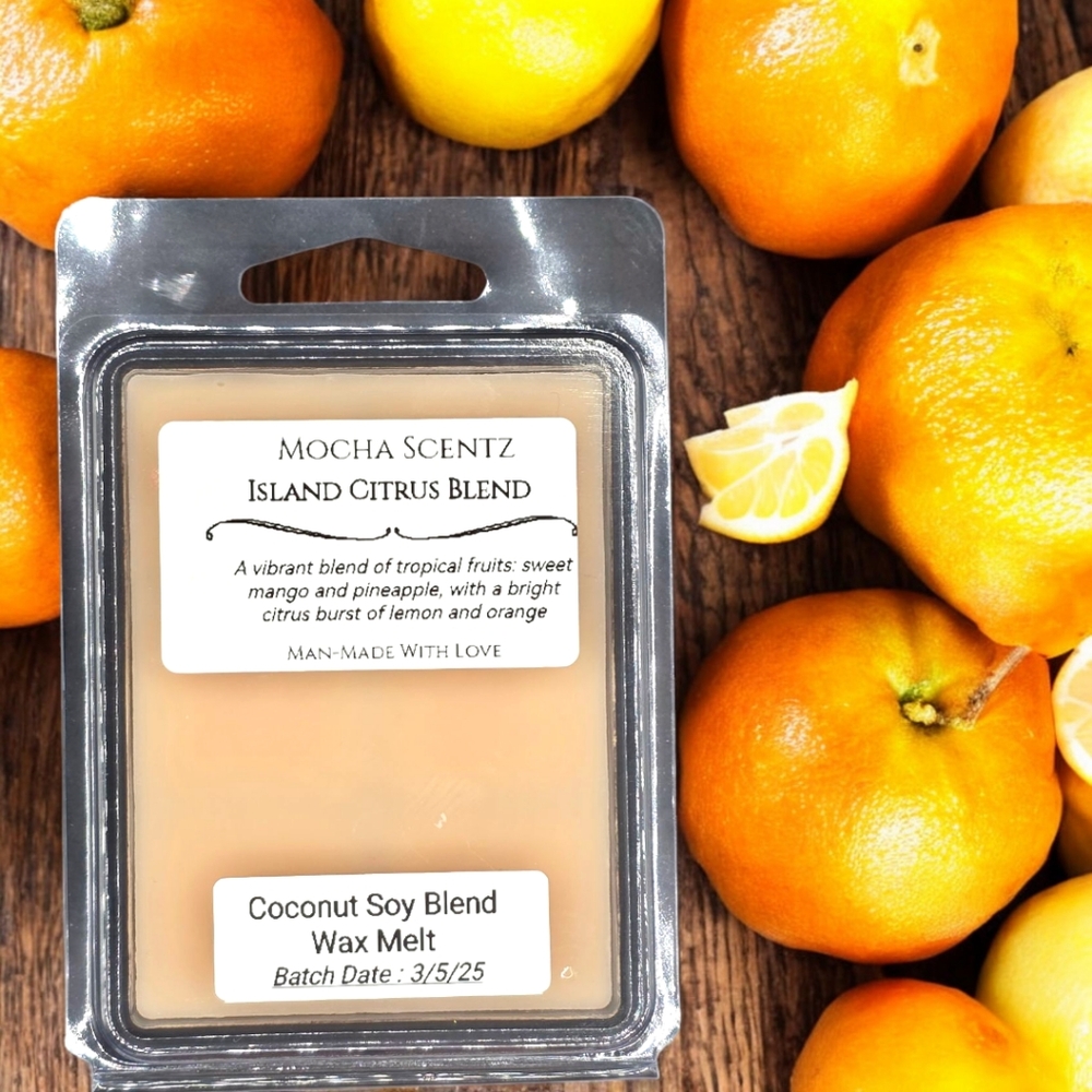 Handmade 2oz Island Citrus Blend Coconut/Soy Wax Melt - Cream